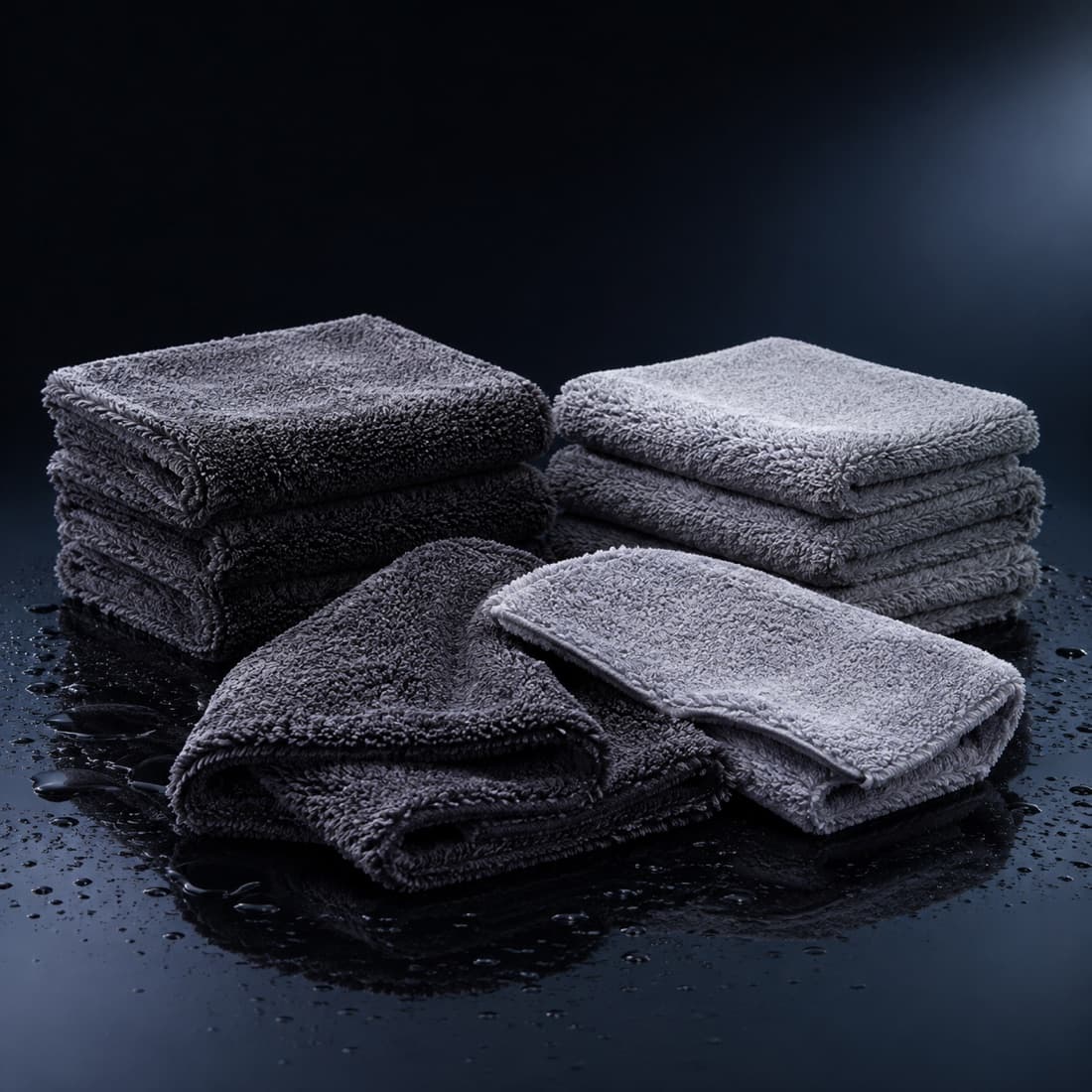 Buffing Microfibre Towel 6-Pack — 350 gsm, edgeless, six of them. Fresh face every panel.