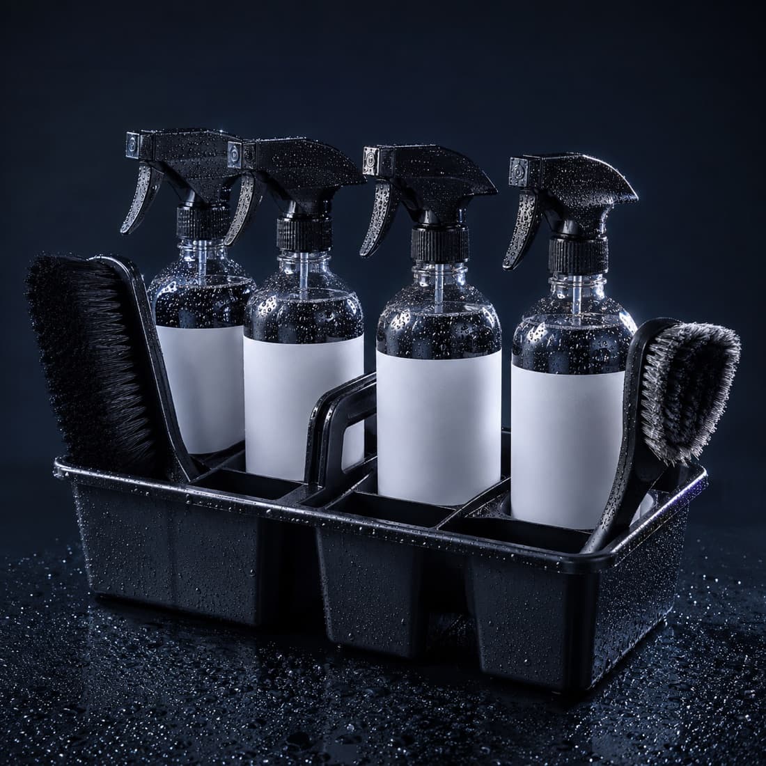 Detailing Caddy & Bottle Set — One caddy, four empty bottles for your own dilutions. Bottles ship empty.