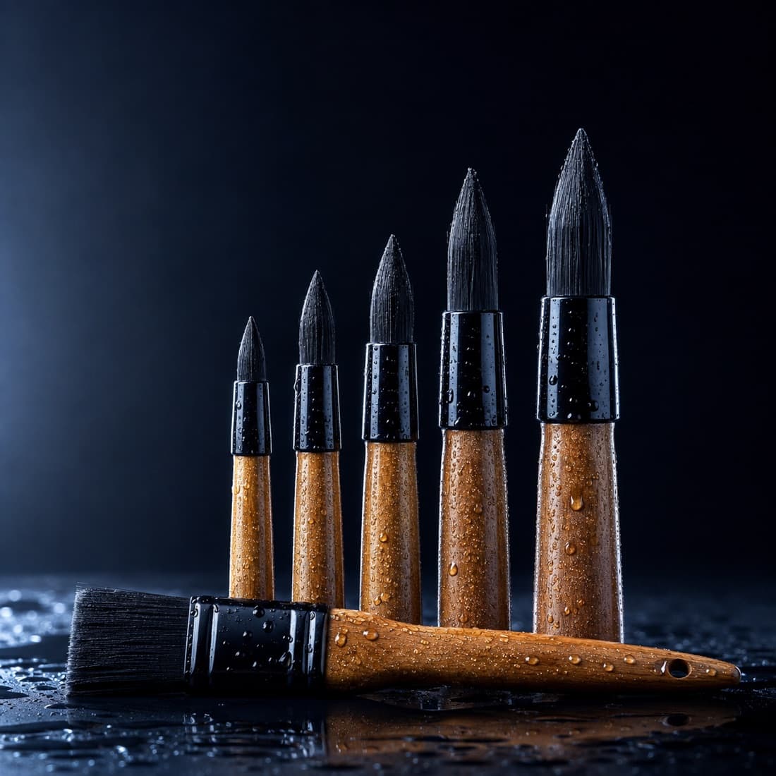 Lug Nut Detail Brush Kit — Four cone brushes sized to lug recesses. The detail people notice.