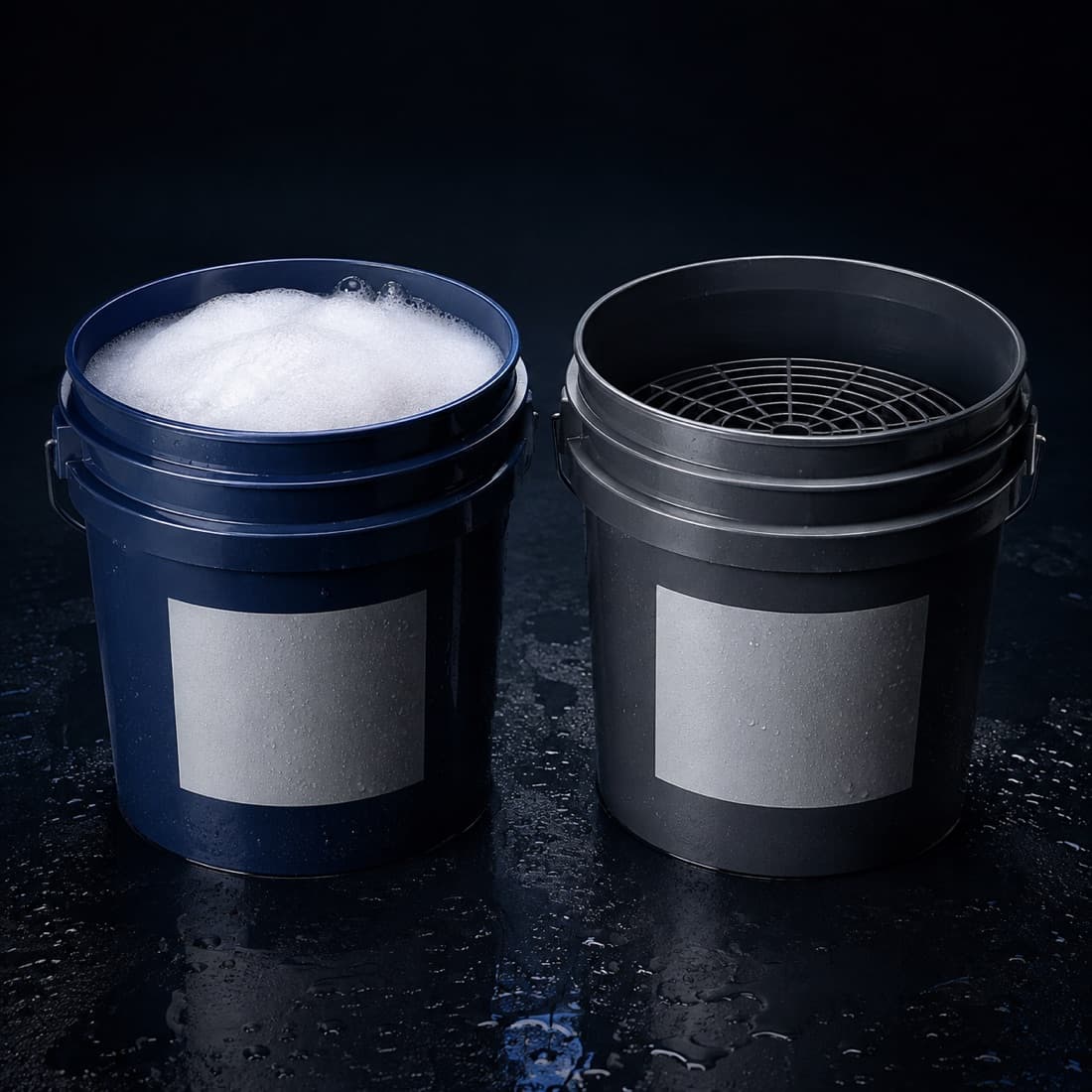 Two-Bucket Wash System + Grit Guards — The method, in a box. Two buckets, two grit guards, no swirls.